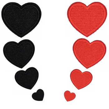 10 Adet Siyah Kırmızı Kalp Nakış Yamalar İşlemeli Giyim Şapka Çanta Ayakkabı Tamir Malzemesi Telefon Hediye Kutusu Dekor DIY Aksesuar