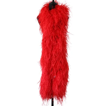 30Ply Süper Kalınlık Devekuşu Tüyü Boa 2 M Kırmızı Devekuşu tüyü Şal Zanaat Düğün Aksesuarları Elbise Dekorasyon plumas