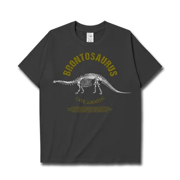 Hayvan Brontosaurus Liang Longke rahat Baskı Slim Fit Gömlek sıfır yaka bluzlar Gömlek erkek giysileri 100 % pamuklu üst giyim yaz streetwear