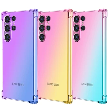 Kılıf Samsung Galaxy S23 Ultra S23 S22 + S22 S21 S20 FE 2022 S10 S9 + Sevimli Degrade Durumda İnce Anti Scratch Esnek TPU Kapak
