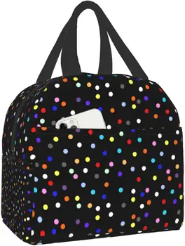 Polka Dot yemek kabı Yalıtımlı Öğle Yemeği Çantası Kadın Kızlar için, Yeniden Kullanılabilir Soğutucu Termal Konteyner Küçük yemek taşıma çantası Çanta